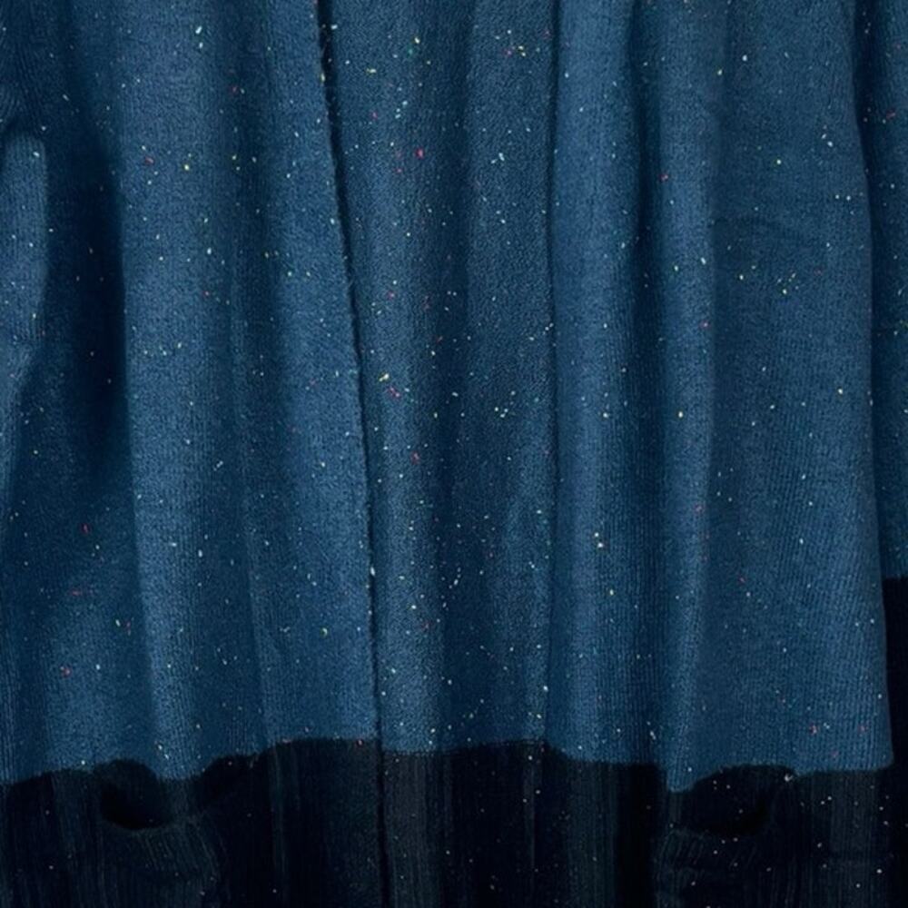 Love Ellie Long Open Cardigan Blue Black Confetti Two Pockets NWOT Size Medium - Picture 6 of 6